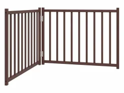 Best Clicnbuy Puerta de perros plegable 2 paneles madera abeto marrón 160 cm Marru00f3n