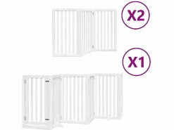 Discount Clicnbuy Puerta de perros plegable 12 paneles madera álamo blanca 600 cm Blanco