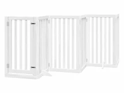 Discount Clicnbuy Puerta de perros plegable 12 paneles madera álamo blanca 600 cm Blanco