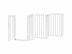 Discount Clicnbuy Puerta de perros plegable 12 paneles madera álamo blanca 600 cm Blanco