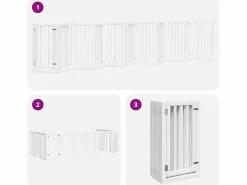 Discount Clicnbuy Puerta de perros plegable 12 paneles madera álamo blanca 600 cm Blanco