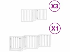 Sale Clicnbuy Puerta de perros plegable 15 paneles madera álamo blanca 750 cm Blanco