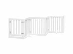 Sale Clicnbuy Puerta de perros plegable 15 paneles madera álamo blanca 750 cm Blanco
