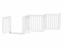Sale Clicnbuy Puerta de perros plegable 15 paneles madera álamo blanca 750 cm Blanco