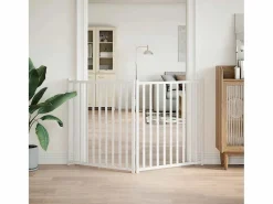 Online Clicnbuy Puerta de perros plegable 2 paneles madera abeto 160 cm Blanco