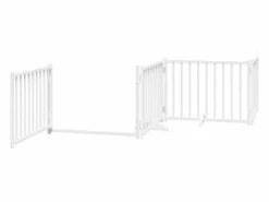 Outlet Puerta de perros plegable 4 paneles madera abeto 320 cm Seguridad Para Mascotas
