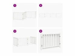Outlet Puerta de perros plegable 4 paneles madera abeto 320 cm Seguridad Para Mascotas
