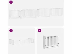 Clearance Clicnbuy Puerta de perros plegable 8 paneles madera álamo blanca 640 cm Blanco