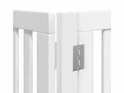 Clearance Clicnbuy Puerta de perros plegable 8 paneles madera álamo blanca 640 cm Blanco