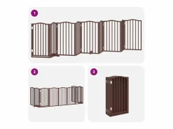 Clicnbuy Puerta de perros plegable 9 paneles madera álamo marrón 450 cm