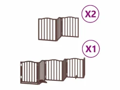 Puerta de perros plegable 12 paneles madera álamo marrón 600 cm Seguridad Para Mascotas