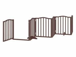 Puerta de perros plegable 12 paneles madera álamo marrón 600 cm Seguridad Para Mascotas