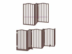 Clicnbuy Puerta de perros plegable 12 paneles madera álamo marrón 600 cm
