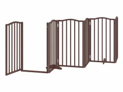 Clicnbuy Puerta de perros plegable 12 paneles madera álamo marrón 600 cm