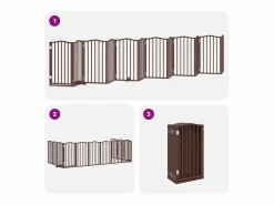 Clicnbuy Puerta de perros plegable 12 paneles madera álamo marrón 600 cm