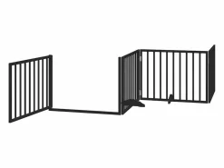 Clicnbuy Puerta de perros plegable 8 paneles madera álamo negra 640 cm