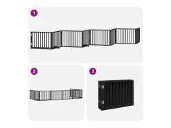 Clicnbuy Puerta de perros plegable 8 paneles madera álamo negra 640 cm