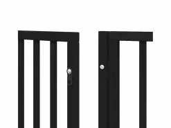 Clicnbuy Puerta de perros plegable 8 paneles madera álamo negra 640 cm