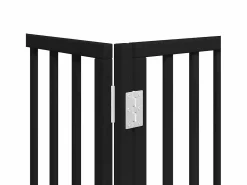 Clicnbuy Puerta de perros plegable 8 paneles madera álamo negra 640 cm