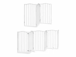 Online Clicnbuy Puerta de perros plegable 12 paneles madera álamo blanca 600 cm Blanco