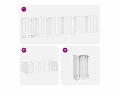 Online Clicnbuy Puerta de perros plegable 12 paneles madera álamo blanca 600 cm Blanco