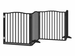 Best Clicnbuy Puerta de perros plegable 12 paneles madera álamo negra 960 cm Negro