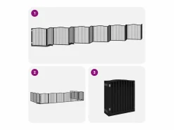 Best Clicnbuy Puerta de perros plegable 12 paneles madera álamo negra 960 cm Negro