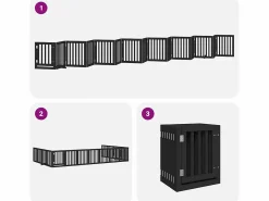 Hot Clicnbuy Puerta de perros plegable 15 paneles madera álamo negra 750 cm Negro