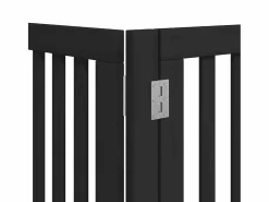 Hot Clicnbuy Puerta de perros plegable 15 paneles madera álamo negra 750 cm Negro