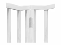 Clearance Clicnbuy Puerta de perros plegable 15 paneles madera álamo blanca 750 cm Blanco