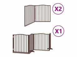 Outlet Clicnbuy Puerta de perros plegable 8 paneles madera álamo marrón 640 cm Marru00f3n