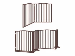 Outlet Clicnbuy Puerta de perros plegable 8 paneles madera álamo marrón 640 cm Marru00f3n
