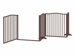 Outlet Clicnbuy Puerta de perros plegable 8 paneles madera álamo marrón 640 cm Marru00f3n