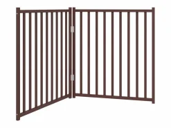 Clicnbuy Puerta de perros plegable 2 paneles madera abeto marrón 160 cm