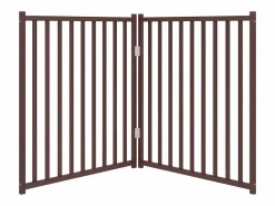Clicnbuy Puerta de perros plegable 2 paneles madera abeto marrón 160 cm