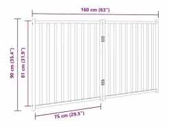 Clicnbuy Puerta de perros plegable 2 paneles madera abeto marrón 160 cm