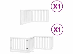 Clicnbuy Puerta de perros plegable 6 paneles madera álamo blanca 480 cm