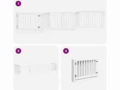 Clicnbuy Puerta de perros plegable 6 paneles madera álamo blanca 480 cm