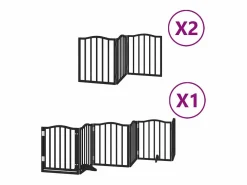 Best Clicnbuy Puerta de perros plegable 12 paneles madera álamo negra 600 cm Negro