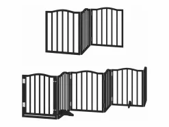 Best Clicnbuy Puerta de perros plegable 12 paneles madera álamo negra 600 cm Negro