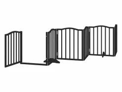Best Clicnbuy Puerta de perros plegable 12 paneles madera álamo negra 600 cm Negro