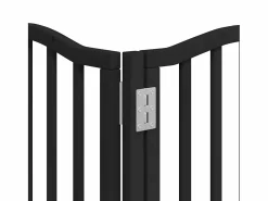 Best Clicnbuy Puerta de perros plegable 12 paneles madera álamo negra 600 cm Negro