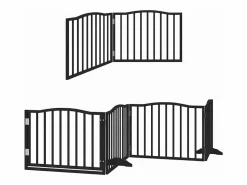 Clicnbuy Puerta de perros plegable 10 paneles madera álamo negra 800 cm