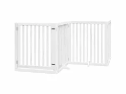 Clicnbuy Puerta de perros plegable 10 paneles madera álamo blanca 800 cm