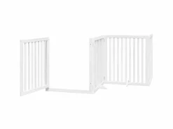 Clicnbuy Puerta de perros plegable 10 paneles madera álamo blanca 800 cm