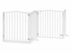 Hot Puerta de perros plegable 6 paneles madera álamo blanca 480 cm Seguridad Para Mascotas