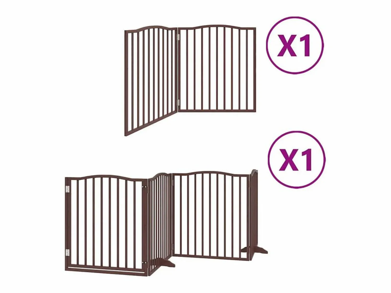 New Clicnbuy Puerta de perros plegable 6 paneles madera álamo marrón 480 cm Marru00f3n