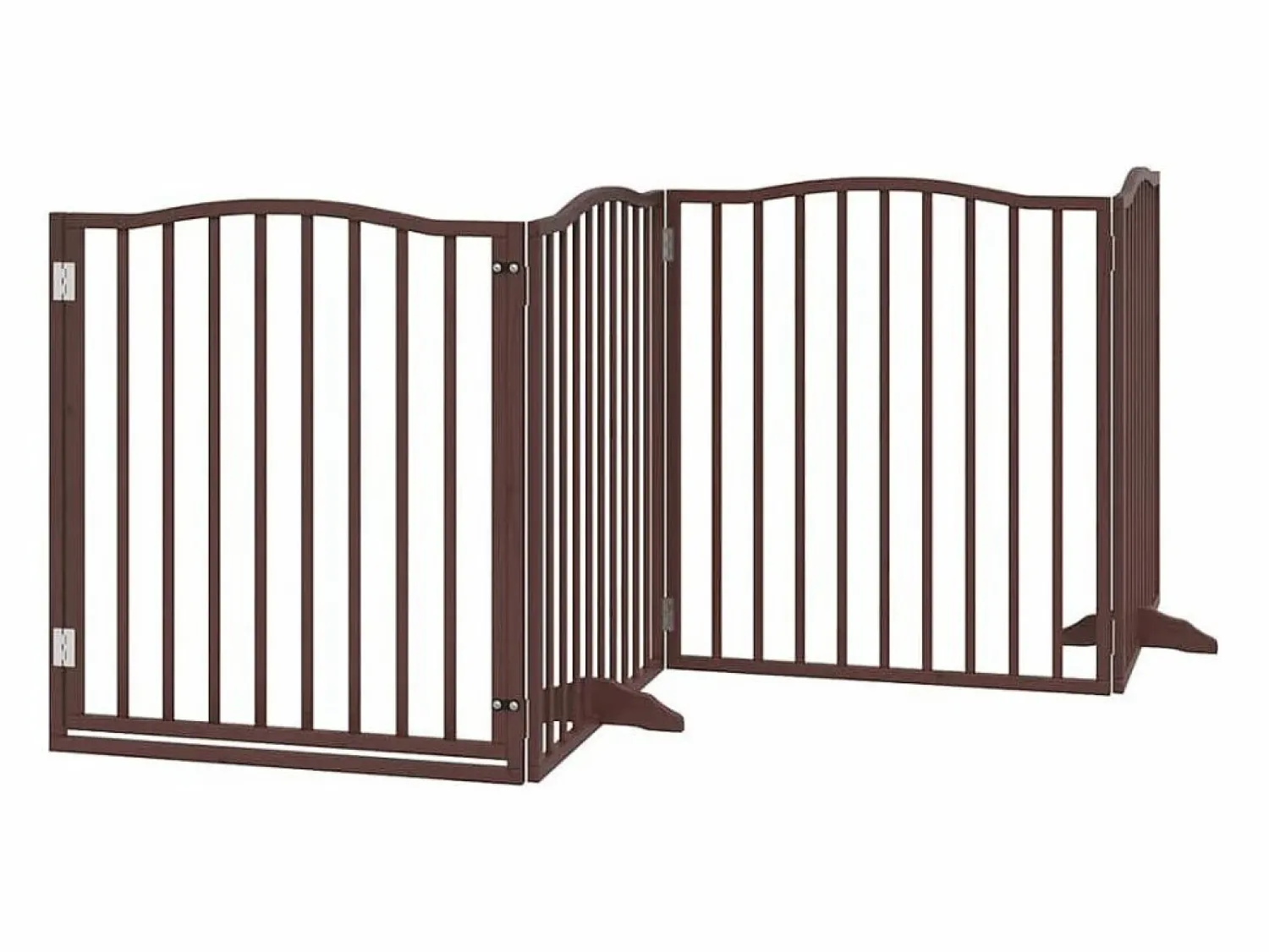 New Clicnbuy Puerta de perros plegable 6 paneles madera álamo marrón 480 cm Marru00f3n