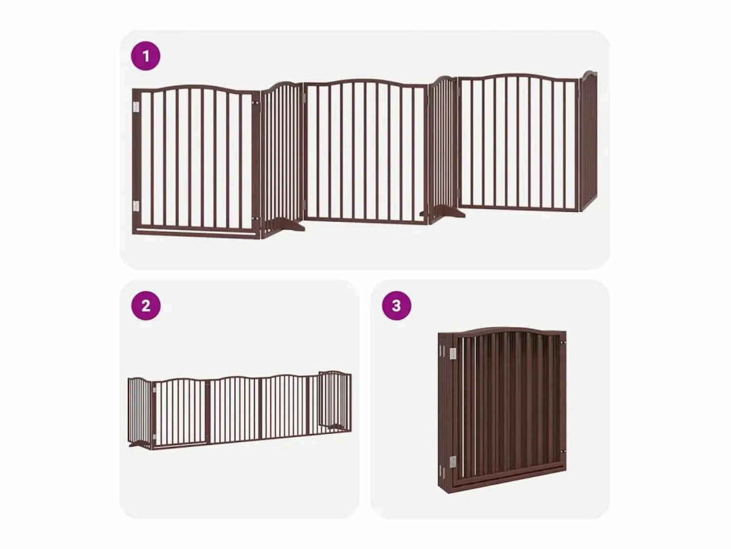 New Clicnbuy Puerta de perros plegable 6 paneles madera álamo marrón 480 cm Marru00f3n