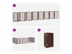 Clicnbuy Puerta de perros plegable 15 paneles madera álamo marrón 750 cm